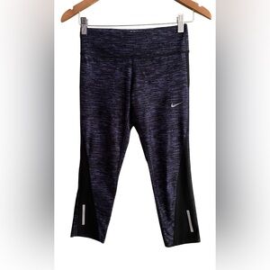 Nike: Purple and Black Running Capris Leggings Performance Activewear
